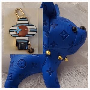 Blue Bulldog Bagcharm, Flower Character Bagcharm,  Nonbranded